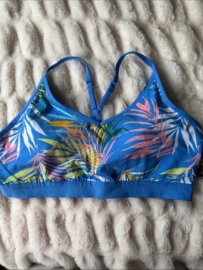 NWT Athletic Works Blue Tropical Print Sports Bra Size XL (16-18)